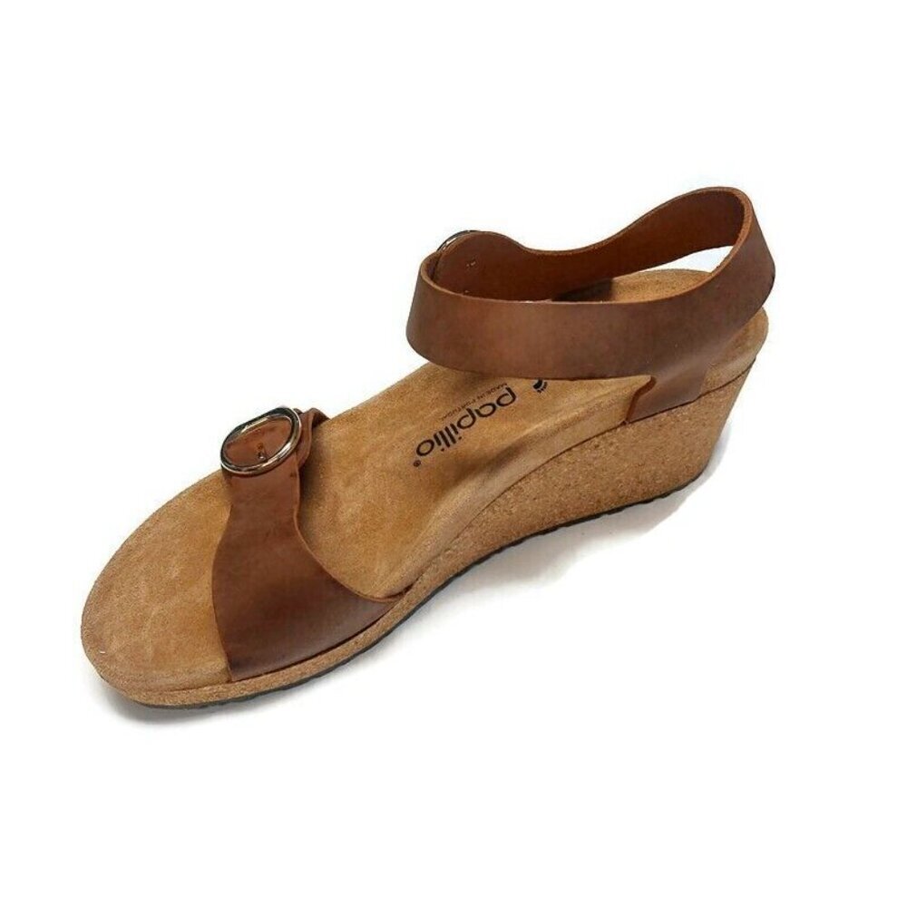 Papillio By Birkenstock Soley Ring Buckle Wedge Sandals Sz 11 Cognac NARROW Fit - Picture 4 of 10